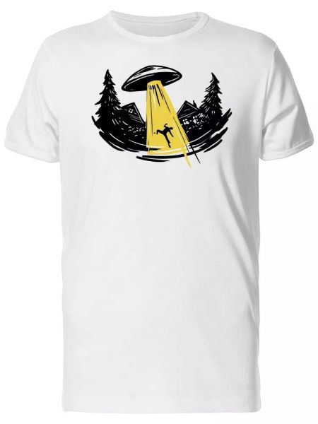 Ufo Kidnap A Human Men's Tee -Image by Shutterstock, White;black