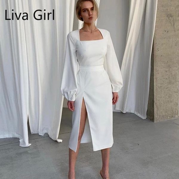 white dress for women elegant autumn vintage dresses side open split party fashion square neck slim street vestido casual, Black;gray
white dress for women elegant autumn vintage dresses side open split party fashion square neck slim street vestido casual, Black;gray