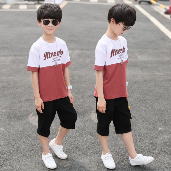 childrens thin suit boys 2022 summer new color-blocking letters short-sleeved t-shirt plus five-point pants two-piece suit, White
childrens thin suit boys 2022 summer new color-blocking letters short-sleeved t-shirt plus five-point pants two-piece suit, White