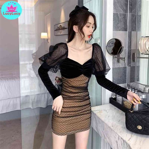 square neck puff sleeve slim dress autumn women's base temperament office lady zippers knee-length 210603, Black;gray
square neck puff sleeve slim dress autumn women's base temperament office lady zippers knee-length 210603, Black;gray