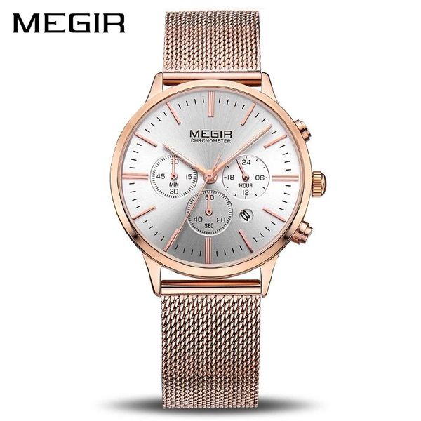 wristwatches megir simple fashion sports watch luxury quartz ladies multi-function chronograph waterproof with luminous clock, Slivery;brown 
wristwatches megir simple fashion sports watch luxury quartz ladies multi-function chronograph waterproof with luminous clock, Slivery;brown