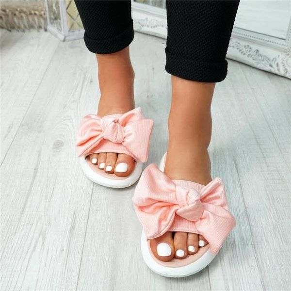 2021 summer new large daily casual bow solid color flat bottom women's household slippers, Black
2021 summer new large daily casual bow solid color flat bottom women's household slippers, Black