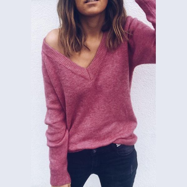 women's sweaters v-neck backless knitted women long sleeve pullovers two side wear basic, White;black
women's sweaters v-neck backless knitted women long sleeve pullovers two side wear basic, White;black