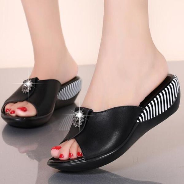 summer platform flip flops fashion stripe beach shoes women anti-slip genuine leather sandals casual slippers zy10, Black
summer platform flip flops fashion stripe beach shoes women anti-slip genuine leather sandals casual slippers zy10, Black