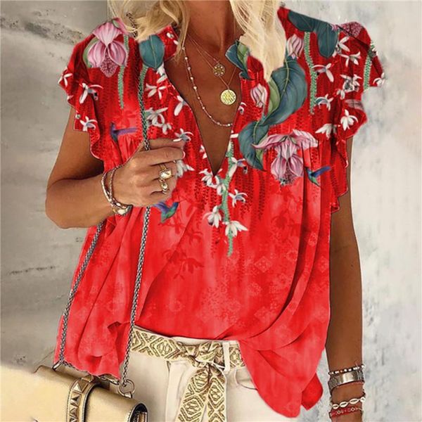 women's t-shirt summer short sleeve casual t-shirts flower printed vintage female v-neck loose plus size streetwear, White
women's t-shirt summer short sleeve casual t-shirts flower printed vintage female v-neck loose plus size streetwear, White