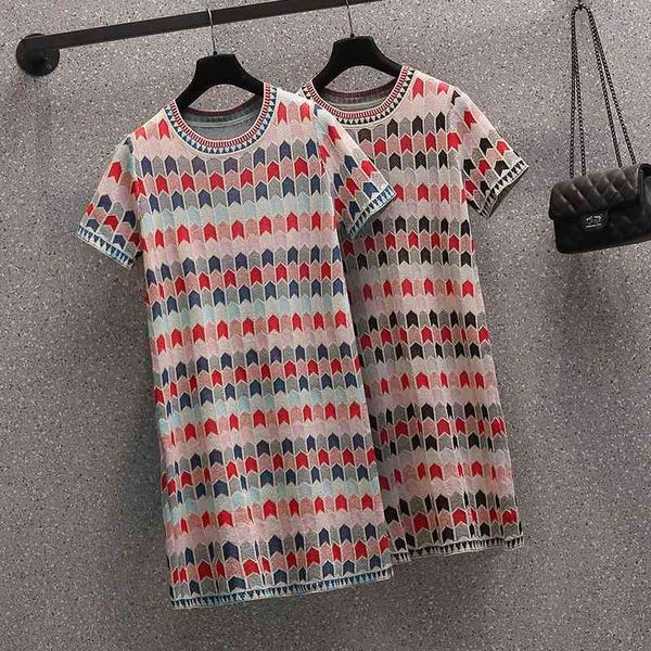 plus size l-4xl summer vintage fashion women elegant geometry pattern straight knit dress o-neck short sleeve pullover knitwear 210525, Black;gray
plus size l-4xl summer vintage fashion women elegant geometry pattern straight knit dress o-neck short sleeve pullover knitwear 210525, Black;gray