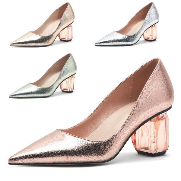 dress shoes shallow single transparent crystal thick heel high large women's cool party, Black
dress shoes shallow single transparent crystal thick heel high large women's cool party, Black