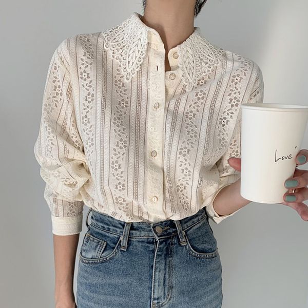 women's blouses & shirts lamtrip sweet lace korean chic lacy shirt lolita a48u, White
women's blouses & shirts lamtrip sweet lace korean chic lacy shirt lolita a48u, White
