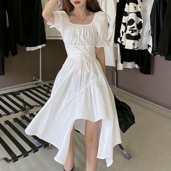 summer women sweet lace-up irregular dress elegant vestido feminino vintage high waist slim ladies casual chic dresses 210518, Black;gray
summer women sweet lace-up irregular dress elegant vestido feminino vintage high waist slim ladies casual chic dresses 210518, Black;gray