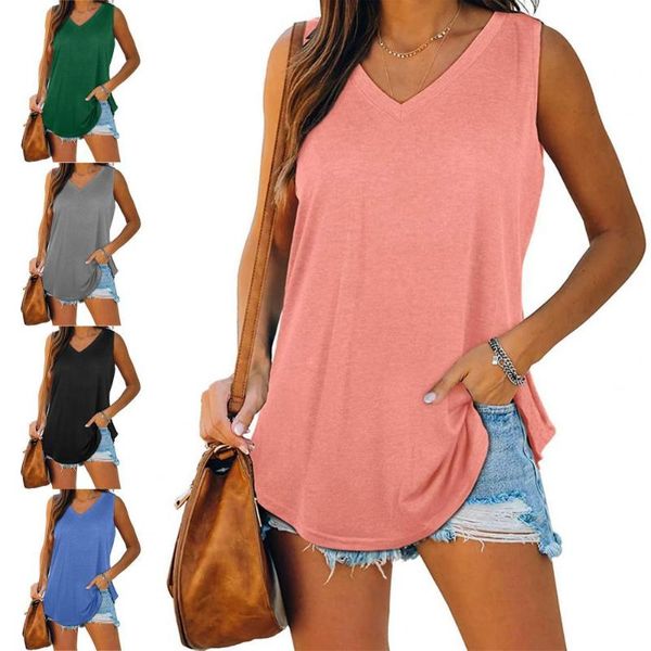 women's t-shirt summer plus size t shirt women solid color v neck sleeveless vest loose casual tshirt ropa de mujer, White
women's t-shirt summer plus size t shirt women solid color v neck sleeveless vest loose casual tshirt ropa de mujer, White