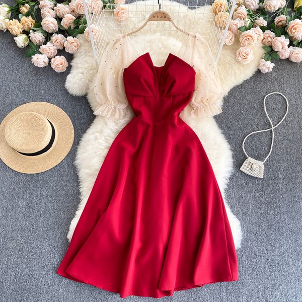 summer black/red mesh patchwork party dress women vintage short puff sleeve high waist a-line casual vestidos female 2021 new, Black;gray
summer black/red mesh patchwork party dress women vintage short puff sleeve high waist a-line casual vestidos female 2021 new, Black;gray