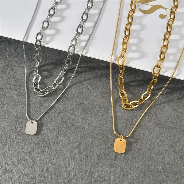 fashion jewelry square card letter double layer necklaces pendants stainless steel chain for women men fantastic gift chains, Silver
fashion jewelry square card letter double layer necklaces pendants stainless steel chain for women men fantastic gift chains, Silver