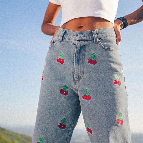 brand slim fit jeans cherry women short embroidery high waist close fitting denim trousers long pants for women, blue, s, White;black
brand slim fit jeans cherry women short embroidery high waist close fitting denim trousers long pants for women, blue, s, White;black