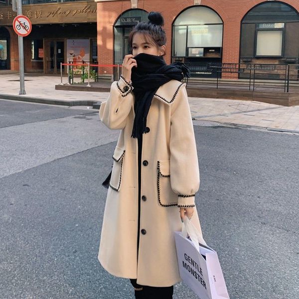 women's wool & blends puff sleeve woolen coat women's autumn and winter new mid-length korean fashion casual loose 5w2x, Black
women's wool & blends puff sleeve woolen coat women's autumn and winter new mid-length korean fashion casual loose 5w2x, Black