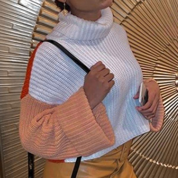 women's sweaters white turtleneck splicing casual pullovers woman cropped fashion streetwear fall plus size winter clothes for women, White;black
women's sweaters white turtleneck splicing casual pullovers woman cropped fashion streetwear fall plus size winter clothes for women, White;black