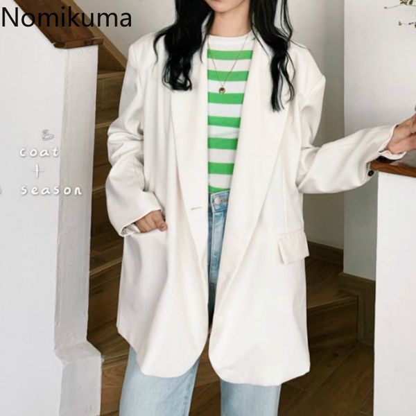 nomikuma korean fashion white blazer women solid color single breasted casual loose jackets elegant vintage suit outerwear 3a598 210514, White;black
nomikuma korean fashion white blazer women solid color single breasted casual loose jackets elegant vintage suit outerwear 3a598 210514, White;black