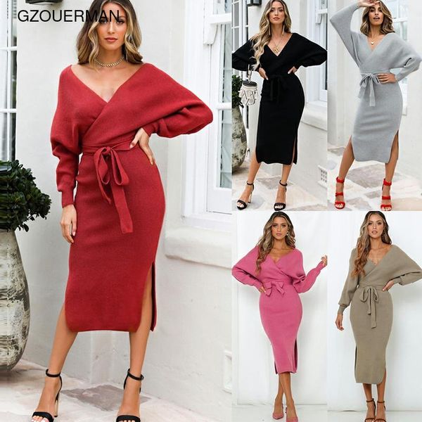 casual dresses europe united states 2021 autumn winter long sleeve solid color knit dress slimming double v-neck wool, Black;gray
casual dresses europe united states 2021 autumn winter long sleeve solid color knit dress slimming double v-neck wool, Black;gray