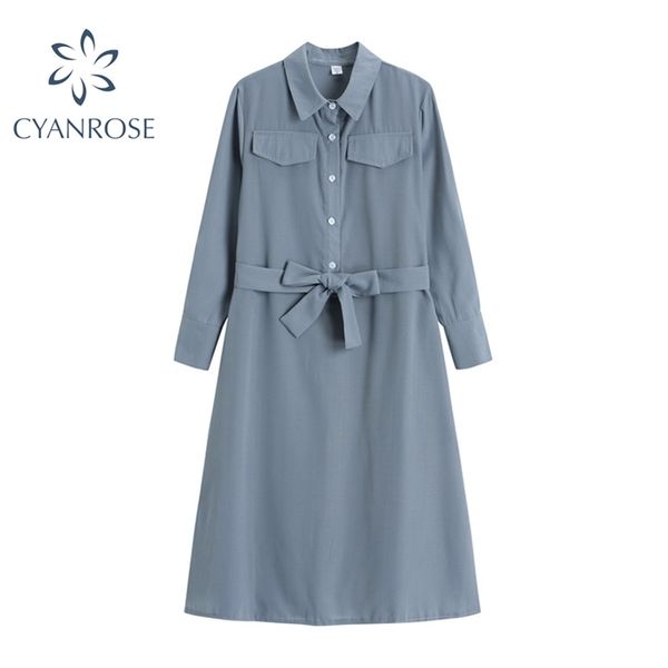 elegant vintage pockets design women's cotton shirt dress summer high waist frenulum a-line long ladies office 210430, Black;gray
elegant vintage pockets design women's cotton shirt dress summer high waist frenulum a-line long ladies office 210430, Black;gray