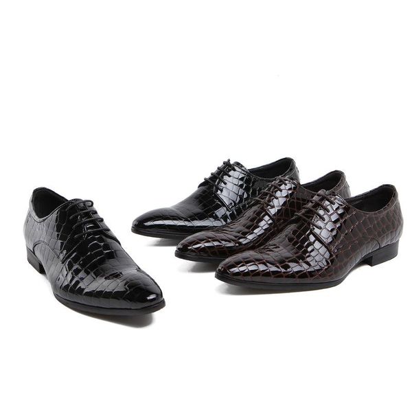 dress shoes men patent leather lace-up formal wear cowhide wedding work chaussure homme, Black
dress shoes men patent leather lace-up formal wear cowhide wedding work chaussure homme, Black