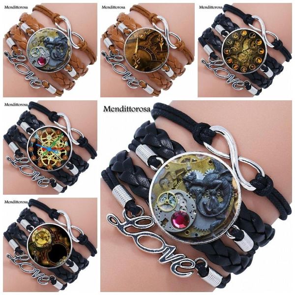 charm bracelets ej glaze fashion glass cabochon statement multilayer black/brown leather bracelet bangle for girls steampunk gear & clock, Golden;silver
charm bracelets ej glaze fashion glass cabochon statement multilayer black/brown leather bracelet bangle for girls steampunk gear & clock, Golden;silver