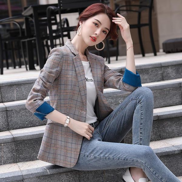 women's suits & blazers women office lady single button coffee gray plaid blazer 2021 oversized 5xl full sleeve spring autumn outwear c, White;black
women's suits & blazers women office lady single button coffee gray plaid blazer 2021 oversized 5xl full sleeve spring autumn outwear c, White;black