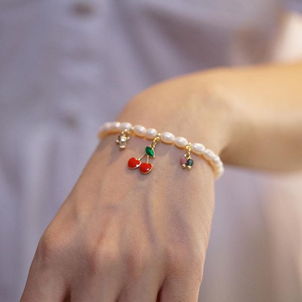 beaded, strands cute sweet enamel cherry pendant bracelet for women elegant real freshwater pearl strand bracelets jewelry, Black
beaded, strands cute sweet enamel cherry pendant bracelet for women elegant real freshwater pearl strand bracelets jewelry, Black