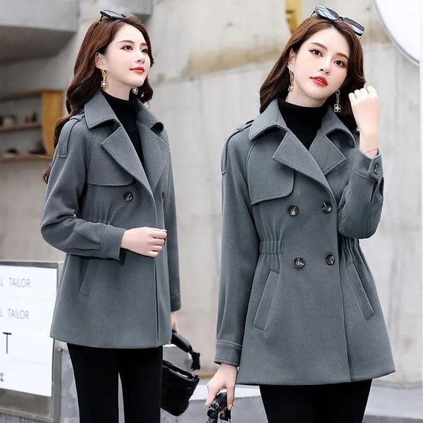 women's wool & blends 2021 ladies woolen coat slim and thin autumn winter fashion casual short half open collar female, Black
women's wool & blends 2021 ladies woolen coat slim and thin autumn winter fashion casual short half open collar female, Black