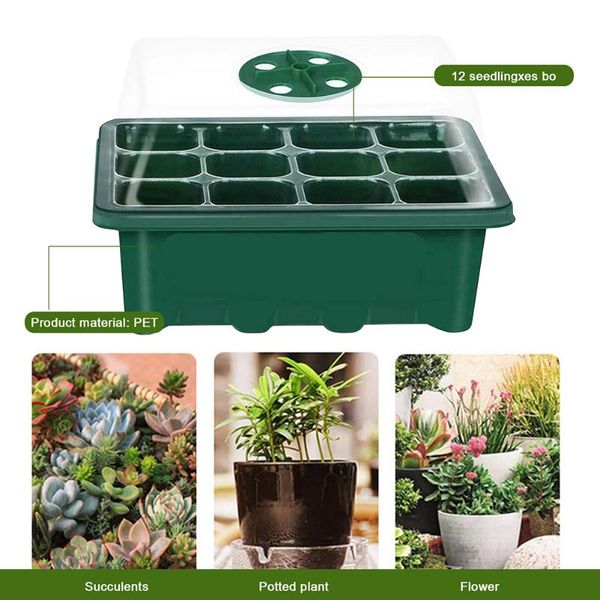 10pcs 12 holes planting seed starter tray kit plant germination box with dome and base garden nursery seedling grow trays planters & pots
10pcs 12 holes planting seed starter tray kit plant germination box with dome and base garden nursery seedling grow trays planters & pots