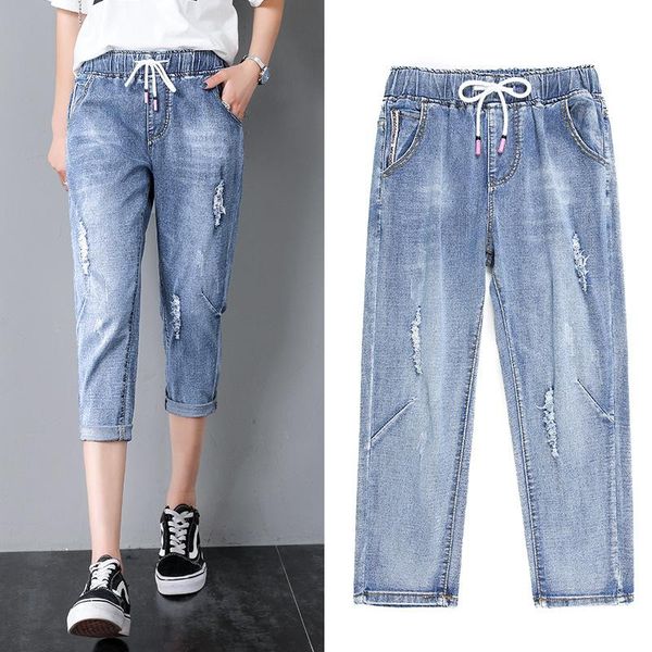 color high waisted elastic jeans women's autumn 2021 tight and slim eight point leggings, Blue
color high waisted elastic jeans women's autumn 2021 tight and slim eight point leggings, Blue