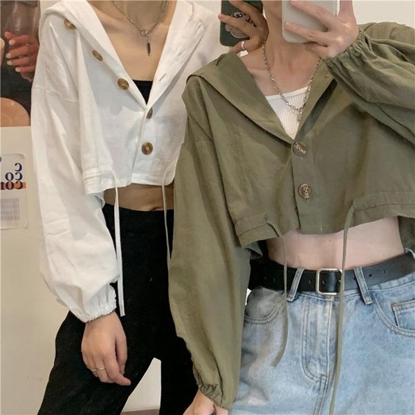 women korean hooded jackets drawstring loose casual long sleeve cardigan short coats women's, Black;brown
women korean hooded jackets drawstring loose casual long sleeve cardigan short coats women's, Black;brown