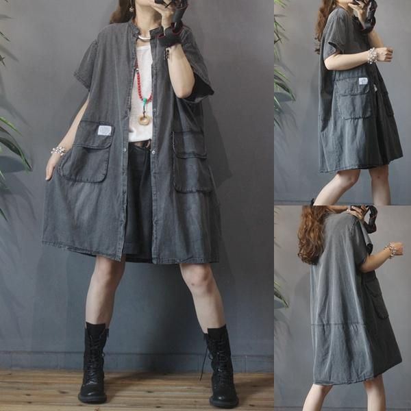 women's trench coats retro big pockets solid color thin denim dress women summer loose large size medium and long casual windbreaker, Tan;black
women's trench coats retro big pockets solid color thin denim dress women summer loose large size medium and long casual windbreaker, Tan;black