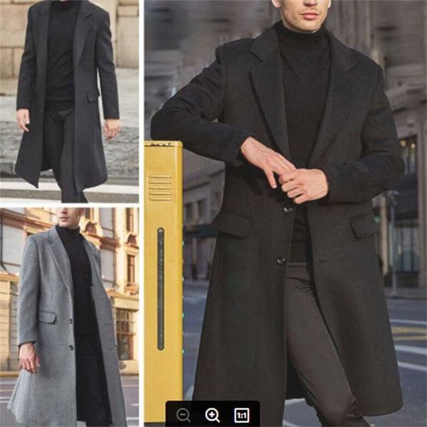 autumn winter british men long windbreaker woolen coat solid color single-breasted warm jacket long sleeve loose overcoat 211122, Black
autumn winter british men long windbreaker woolen coat solid color single-breasted warm jacket long sleeve loose overcoat 211122, Black