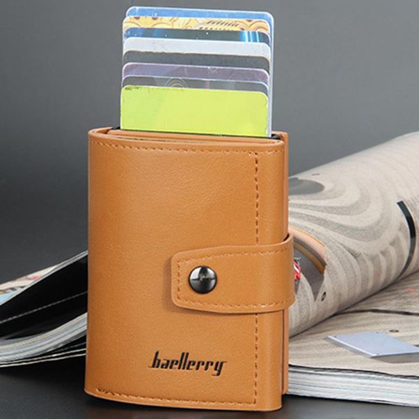 card holders 2021 business id holder men women solid color vintage box pu leather portable wallet, Brown;gray
card holders 2021 business id holder men women solid color vintage box pu leather portable wallet, Brown;gray