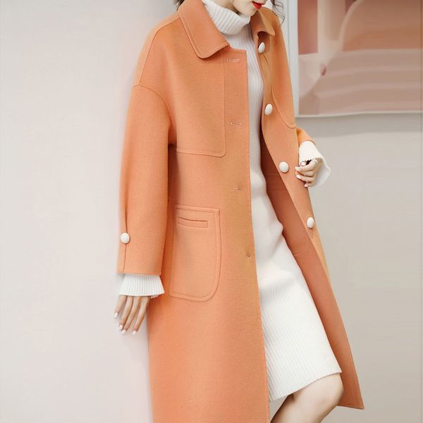 new women 2021 spring autumn long woolen female elegant wool coat ladies turn-down collar loose single breasted overcoat a803y53u, Black
new women 2021 spring autumn long woolen female elegant wool coat ladies turn-down collar loose single breasted overcoat a803y53u, Black