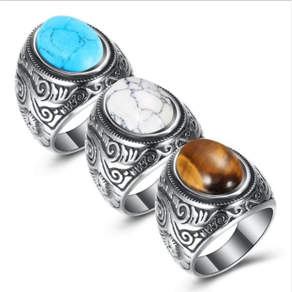 retro jewelry stone rings for men titanium steel inlaid three colors opal ring domineering anel alliance accessory cluster, Golden;silver
retro jewelry stone rings for men titanium steel inlaid three colors opal ring domineering anel alliance accessory cluster, Golden;silver