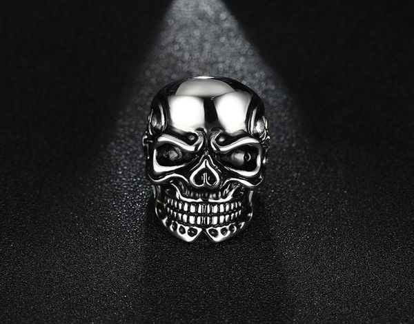 cluster rings 925 silver punk style ring jewelry men's ghost, Golden;silver