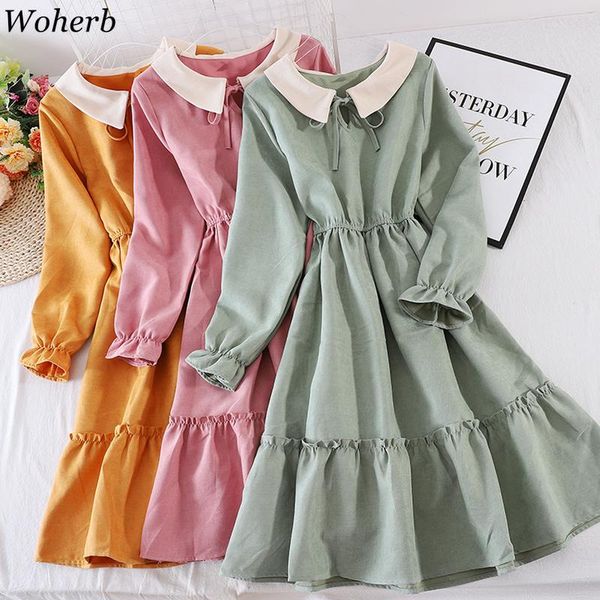 casual dresses woherb vintage kawaii cute women dress 2021 autumn long sleeve lace-up female ruffle elegant a-line vestidos femme, Black;gray
casual dresses woherb vintage kawaii cute women dress 2021 autumn long sleeve lace-up female ruffle elegant a-line vestidos femme, Black;gray
