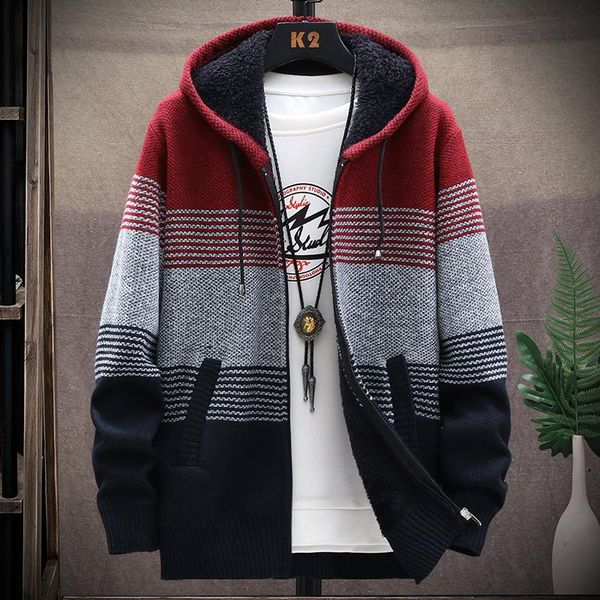 men's sweaters 2021 autumn korean hooded sweater with thick and velvet cardigan knitted coat stripe jacket male -4xl 8821, White;black
men's sweaters 2021 autumn korean hooded sweater with thick and velvet cardigan knitted coat stripe jacket male -4xl 8821, White;black