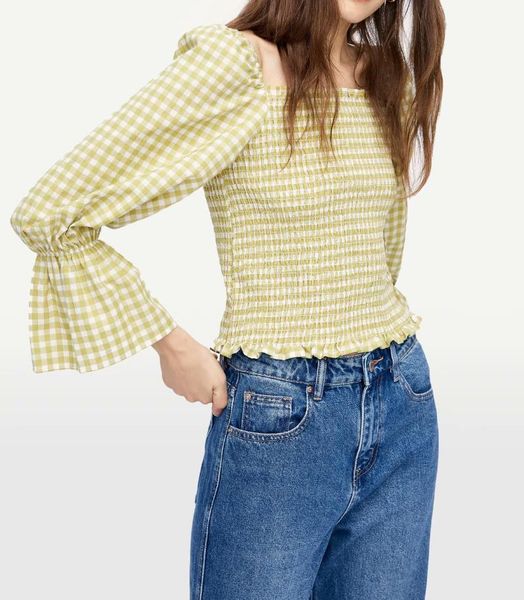 women's polos turtleneck shirts fashion casual check color matching shirt ladies pleated lightweight fabric female, White
women's polos turtleneck shirts fashion casual check color matching shirt ladies pleated lightweight fabric female, White