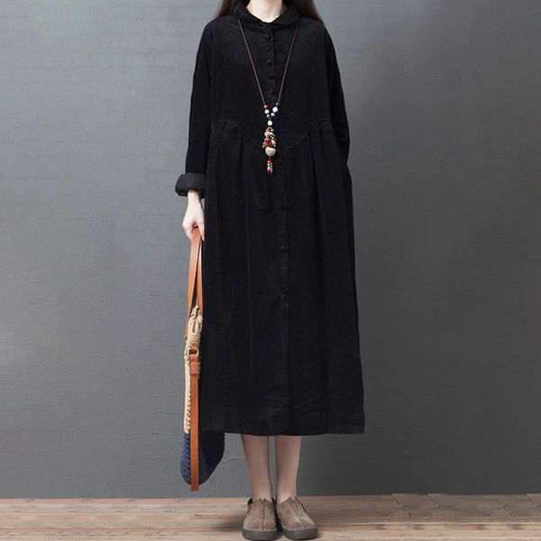casual dresses women vintage loose shirt dress turn-down collar long sleeves button down corduroy female spring autumn robe elbise, Black;gray
casual dresses women vintage loose shirt dress turn-down collar long sleeves button down corduroy female spring autumn robe elbise, Black;gray