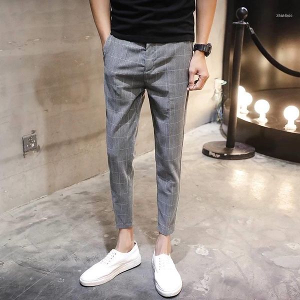 suit pants fashion elegant men's dress plaid straight ankle-length slim fit formal trousers black l931, White;black
suit pants fashion elegant men's dress plaid straight ankle-length slim fit formal trousers black l931, White;black
