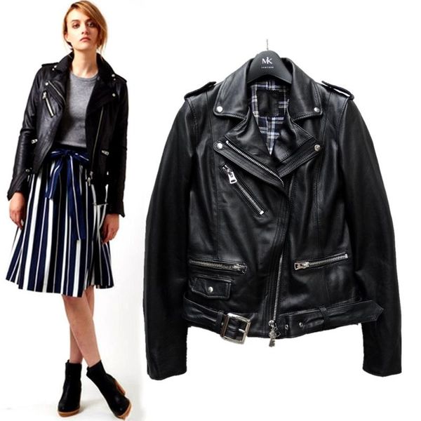 women's leather & faux genuine japanese original sheepskin motorcycle lapel diagonal zipper women, Black
women's leather & faux genuine japanese original sheepskin motorcycle lapel diagonal zipper women, Black