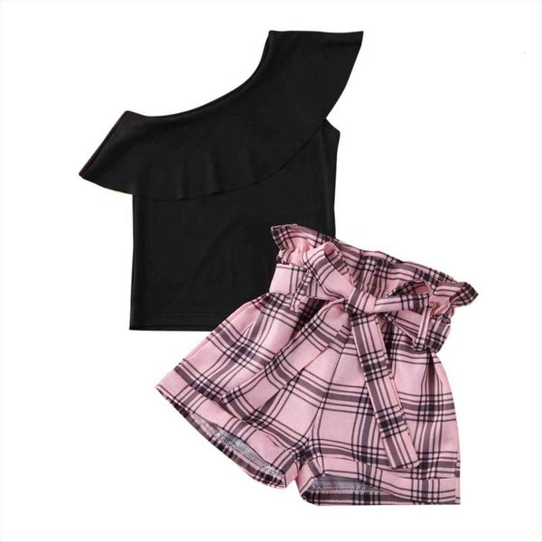 2 7y baby girls clothes sets girl one shoulder ruffles t shirts newbron toddler plaid print bow shorts 2pcs, White
2 7y baby girls clothes sets girl one shoulder ruffles t shirts newbron toddler plaid print bow shorts 2pcs, White