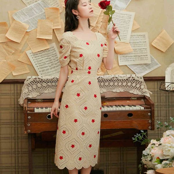 vintage square floral puff collar short sleeve embroidered high fashion waist long bodycon dress feminine summer kzkt, Black;gray
vintage square floral puff collar short sleeve embroidered high fashion waist long bodycon dress feminine summer kzkt, Black;gray