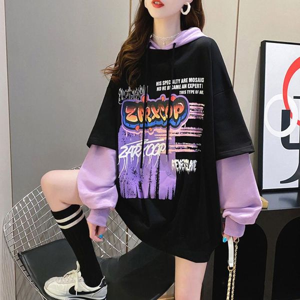 women's hoodies & sweatshirts deeptown anime print patchwork hoodie women harajuku long sleeve sweatshirt 2021 korean e girl oversized, Black
women's hoodies & sweatshirts deeptown anime print patchwork hoodie women harajuku long sleeve sweatshirt 2021 korean e girl oversized, Black