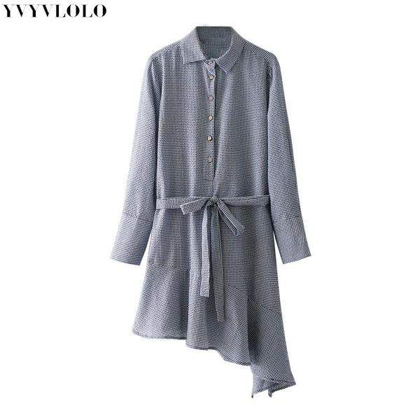 women's blouses & shirts yvyvlolo 2021 blouse long sleeve women and irregular shirt plaid belt decoration, White
women's blouses & shirts yvyvlolo 2021 blouse long sleeve women and irregular shirt plaid belt decoration, White