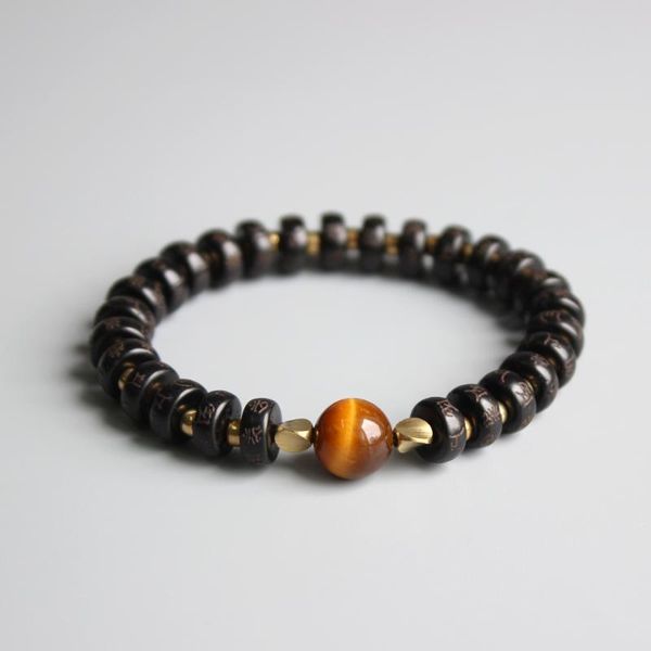 beaded, strands men women copper bracelet coconut shell carved six true words mantras bangle tiger eye beads charm jewelry gift drop, Black 
beaded, strands men women copper bracelet coconut shell carved six true words mantras bangle tiger eye beads charm jewelry gift drop, Black