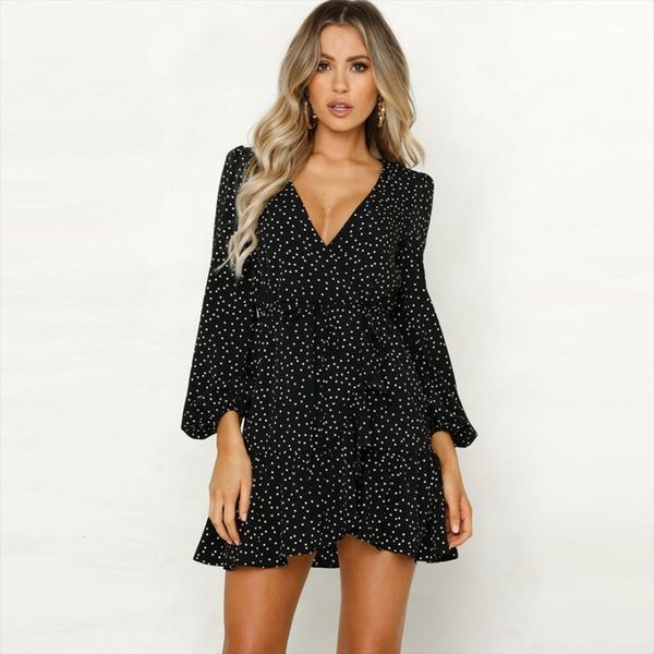summer fashion v neck womens dresses lantern sleeve polka dot print ruffles open fork mini wrap sundress robe, Black;gray
summer fashion v neck womens dresses lantern sleeve polka dot print ruffles open fork mini wrap sundress robe, Black;gray