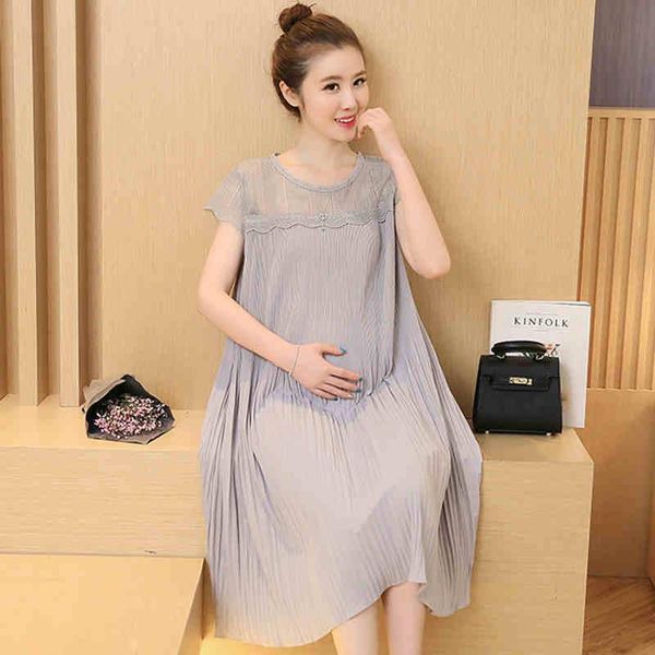 maternity dresses elegant korean dress clothes for pregnant women summer chiffon clothing, White
maternity dresses elegant korean dress clothes for pregnant women summer chiffon clothing, White
