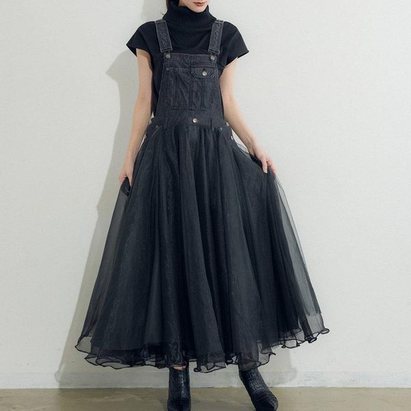 women dresses chic black denim mesh dress korean puff sleeve summer school maxi high waist robe japan style expansion femme, Black;gray
women dresses chic black denim mesh dress korean puff sleeve summer school maxi high waist robe japan style expansion femme, Black;gray